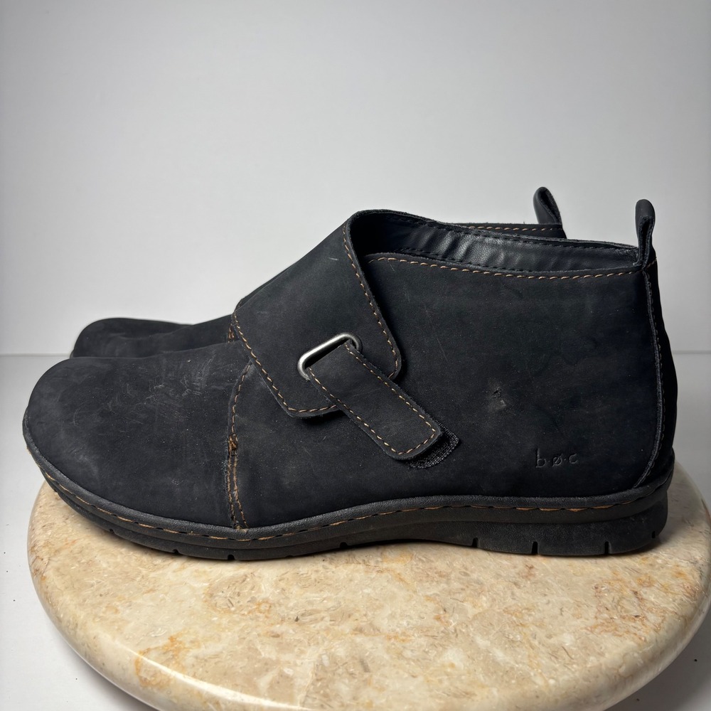 b.o.c. Born Concept Kington Ankle Boots 9M Black Suede Strap Comfort Booties